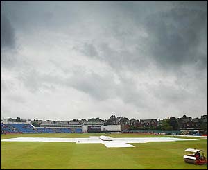 Rain delays the start of play at Headingley