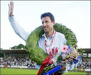 Seb Coe is honoured at the start of the meeting, the last ever at the Bislett Stadium