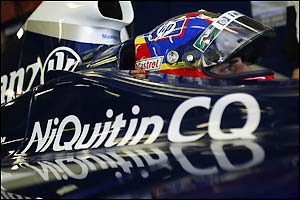 Juan Pablo Montoya gears up for his qualifying lap