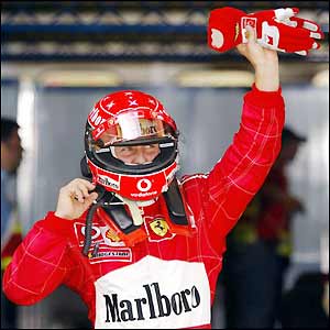 Schumacher salutes the crowd at the A1 ring