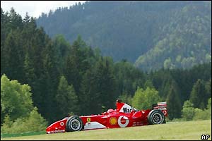 Ferrari's Michael Schumacher completes a stunning qualifying lap