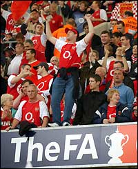 Arsenal fans make themselves heard inside the Millennium Stadium