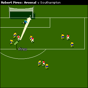 Robert Pires composes himself before firing past Antti Niemi