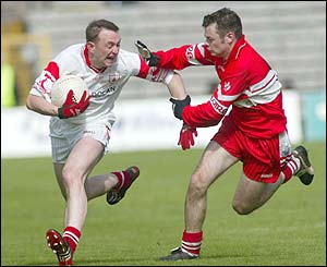 Tyrone's Ger Cavlan in action in the Ulster Championship 