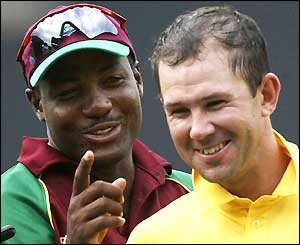 Lara shares a joke with Ponting 