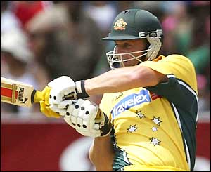 Adam Gilchrist plays a pull shot