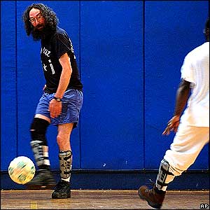 Harris Pankin takes part in a soccer programme in New York designed to inspire the homeless to turn their lives around