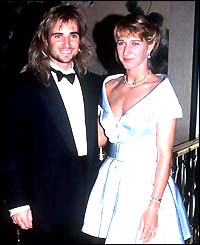 Andre Agassi poses with Steffi Graf in 1992
