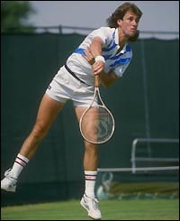 Ken Flach sports his version of the mullett