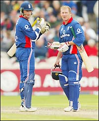 Trescothick and McGrath both reach half-centuries to steady the England innings