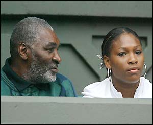 Richard and Serena Williams watch the second semi-final