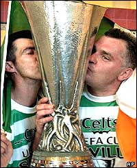 Francis McGolan and John Schliebe with Uefa Cup
