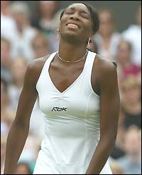 Venus Williams grimaces in frustration