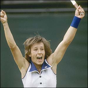Martina Navratilova celebrates her first Wimbledon success in 1978 