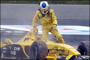 Giancarlo Fisichella's race ends on lap 44 