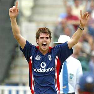 James Anderson celebrates a wicket