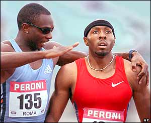 Jerome Young (left) and Tyree Washington after the 400m