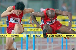 China's Liu Xiang is outpaced by veteran American Allen John