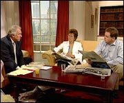 Paper reviewers Joan Bakewell and Matthew D'Ancona