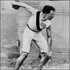 Robert Garrett, of the USA wins the gold in the discus at the 1896 Athens Olympics 