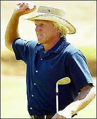 48-year-old Australian Greg Norman takes practice in his stride at Sandwich