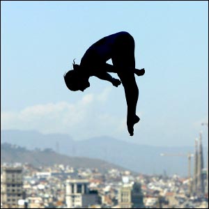 Loudy Tourky of Australia in action Women's 10m Platform Diving preliminaries during the 10th FINA World Swimming Championships 2003 