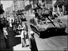 Tanks on the streets of Cairo - July 23 1952