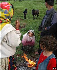 Cooking on an open fire