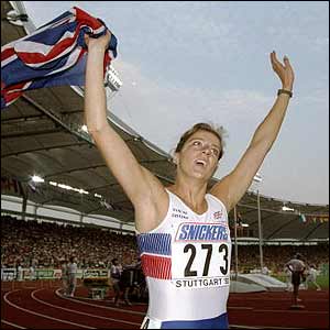 Sally Gunnell put together the perfect 400m hurdles race to come home in a new world record time of 52.74secs