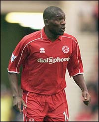 Chelsea's new signing Geremi in action for Middlesbrough