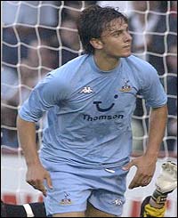 Tottenham's Helder Postiga in action against Stevenage