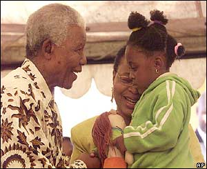 Nelson Mandela meets a disabled girl