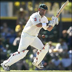 Darren Lehmann hits the ball square on the leg side
