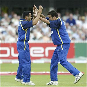 James Ormond celebrates taking a wicket