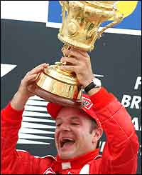 Barrichello celebrates as Ferrari top the constructors table 10 points clear of Williams