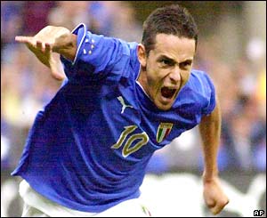 Filippo Inzaghi celebrates his opening goal against Wales