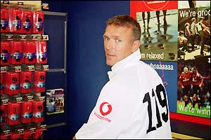 Stewart wears a commemorative shirt to mark his 119th appearance for England