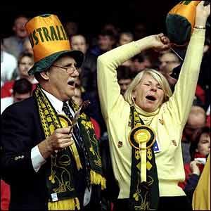 Australia fans celebrate victory over France