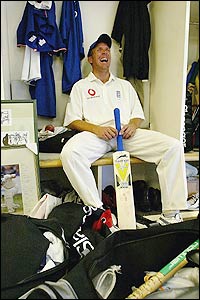 Alec Stewart sits in the England dressing room for the last time and enjoys England's nine-wicket victory over South Africa in the fifth Test