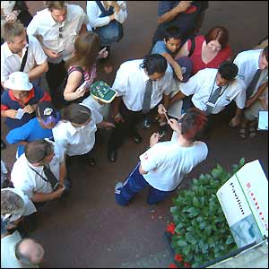 Dean Roderick found himself looking down on England bowler James Anderson signing autographs after the NatWest Series final