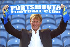Teddy Sheringham, 37, completes his free transfer move to Portsmouth. 