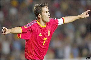 Spain's Raul scores against the Ukraine