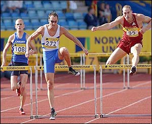 Chris Rawlinson in action during the 400m hurdles final
