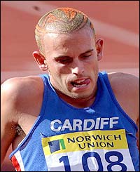 Matt Elias looks disappointed after the 400m hurdles final