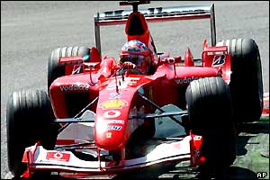 Rubens Barrichello steers his Ferrari