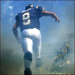 San Diego quarterback Drew Brees enters the match against the Denver Broncos