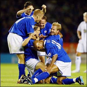 Lilian Nalis celebrates his goal in a 4-0 win over Leeds