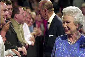 Queen and Duke of Edinburgh meeting some of the Prommers