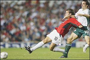 Ruud van Nistelrooy has a chance to score