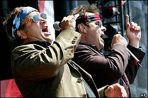 Actors Dan Aykroyd, right, and Jim Belushi, who hosted the event